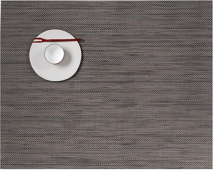 Chilewich Mini Basketweave Placemats, Woven Rectangle Placemats Set of 4 | Easy Care Woven Tabletop Textiles, Indoor/Outdoor, Light Grey, 19" x 14"