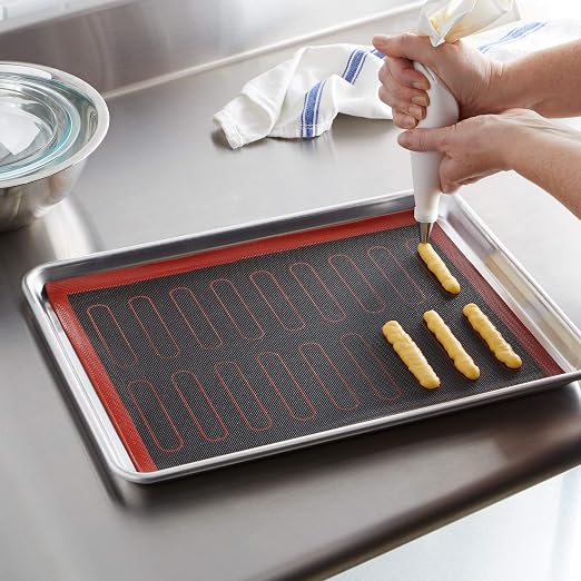 Amazon Basics Non-Stick Silicone Baking Mat, Non-Slip, Heat Resistant, for Dough Rolling, Reusable, Easy to Clean, Rectangular, 15.7" x 11.8", Black/Red/White, 2 Pack