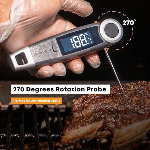 Finaltouch X10 Instant Read Digital Meat Thermometer NSF Certified | Waterproof Professional for Cooking Grilling BBQ Baking Candy Oil with Rotating Probe and Backlit Display (Royal Navy)