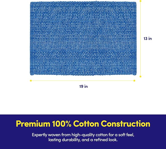 Sweet Home Collection 100% Cotton Placemats for Dining Room Rectangle Two Tone Woven Fabric 13" x 19" Soft Durable Table Mat Set, Set of 4, Dark Blue