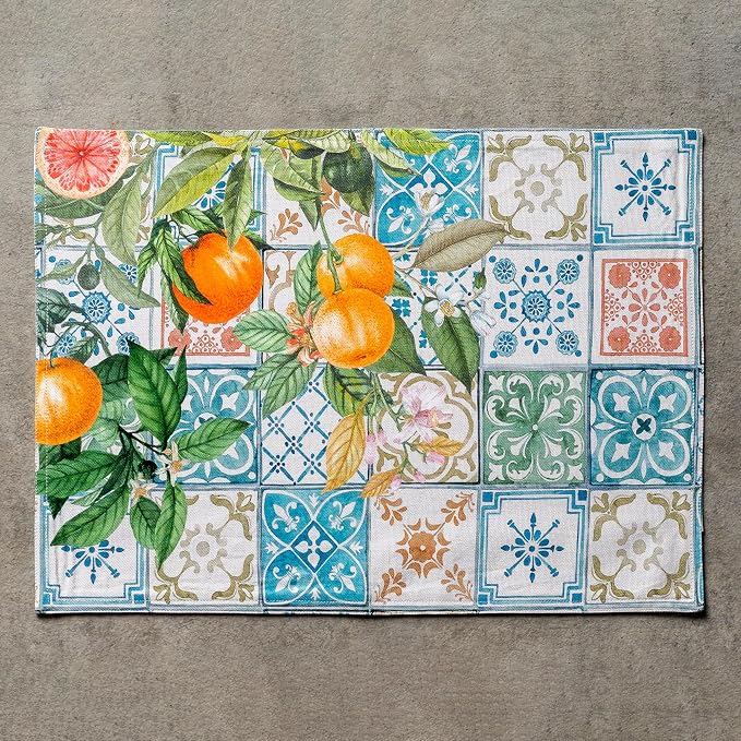 Maison d' Hermine Placemats Set of 4 Reusable 100% Cotton (13"x19") | Cloth Place Mats Washable Table Mats for Kitchen Dining Party Wedding Hotel Home Restaurant Spring Summer - Agrume