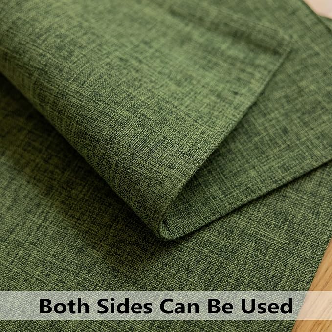 Demetex Dark Green Placemats Set of 8 Decorative Linen Textured Place Mats Heat Resistant Plate Table Mats for Summer Cafe Party Banquet Tables, 13x19 inch, Green