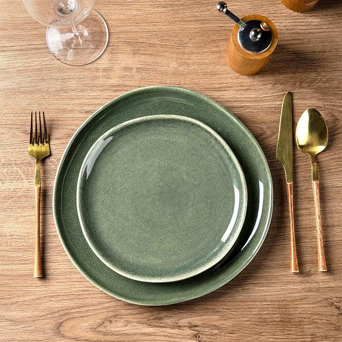 AmorArc Ceramic Dinnerware Sets for 4, 12Pcs Plates and Bowls Sets Dishes | Stoneware Handmade Reactive Glaze Dinner Set, Highly Scratch Resistant | Dishwasher & Microwave Safe Dishware