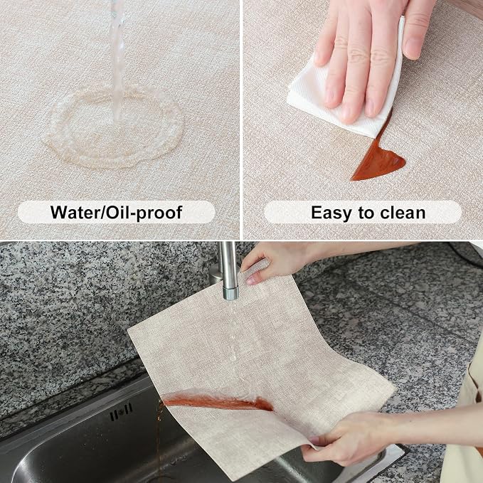 Homaxy PU Faux Leather Placemats for Dining Table, Set of 6, Beige | Waterproof Wipeable Washable Table Mats, Easy to Clean Anti-Slip Place Mats, 11.8" x 17"