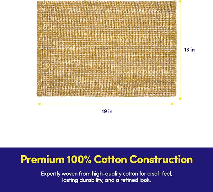 Sweet Home Collection 100% Cotton Placemats for Dining Room Rectangle Two Tone Woven Fabric 13" x 19" Soft Durable Table Mat Set, Set of 4, Gold