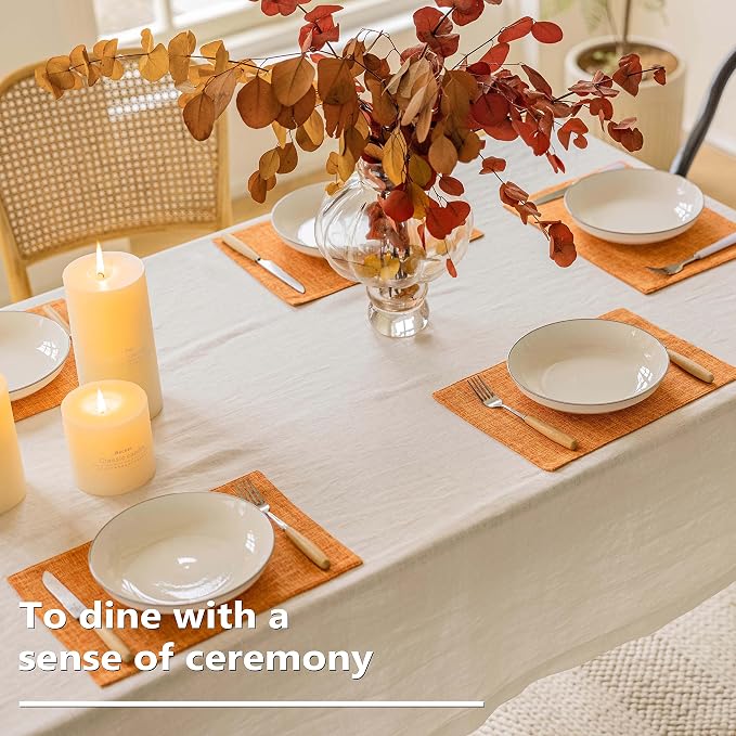 Home Brilliant Cloth Placemats Set of 4 Heat Resistant Dining Table Place Mats for Kitchen Table Dinner Party Decorations, 13 x 19 inches, Orange