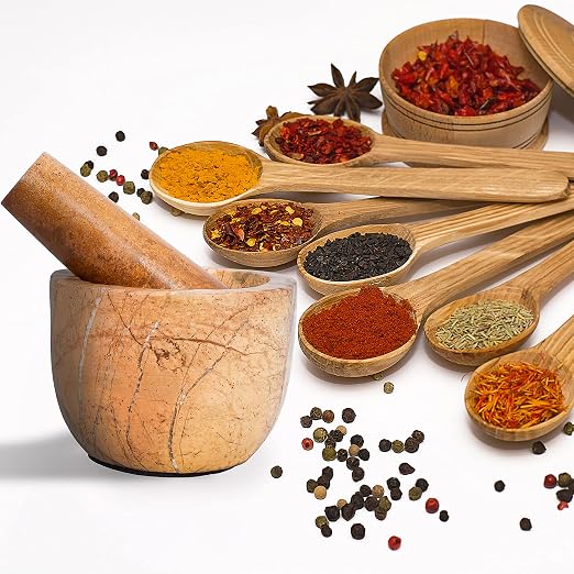 Mortar and Pestle, Made of Heavy Duty Polished Hard Stone, Natural Stone Grinder for Spices, Pastes, Herbs, Seasoning etc. (Bidasar)