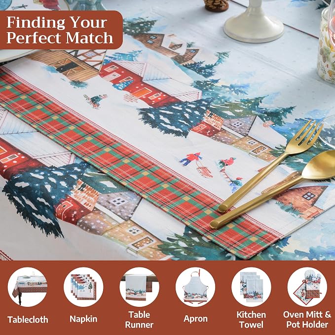 Maison d' Hermine Placemats Set of 4 Reusable 100% Cotton (13"x19") | Cloth Place Mats Washable Table Mats for Kitchen Dining Party Wedding Hotel Home Thanksgiving Christmas - Megeve