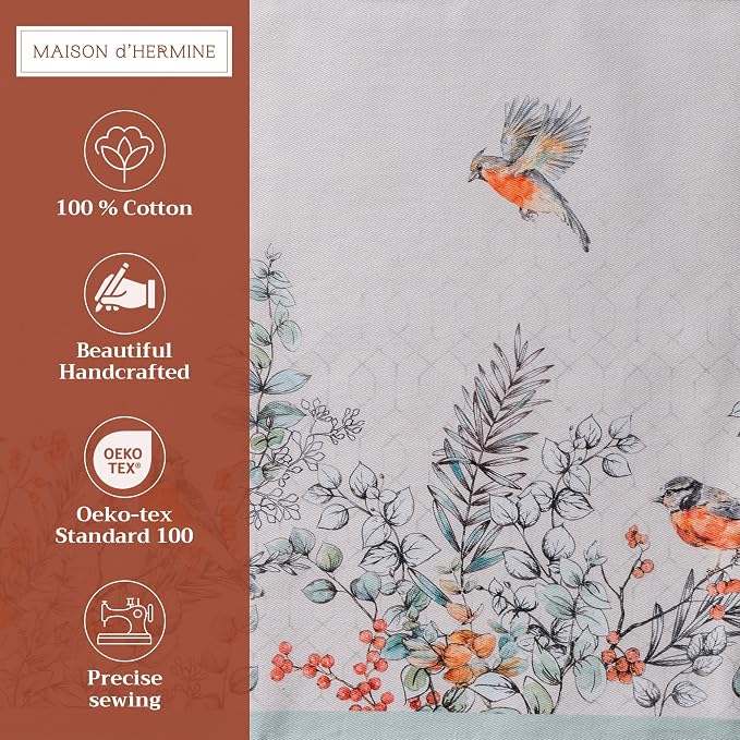 Maison d' Hermine Placemats Set of 4 Reusable 100% Cotton (13"x19") | Cloth Place Mats Washable Table Mats for Kitchen Dining Party Wedding Home Thanksgiving Christmas - Whitish Shabby Chique