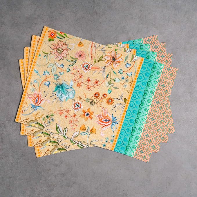 Maison d' Hermine Placemats Set of 4 Reusable 100% Cotton (13"x19") | Cloth Place Mats Washable Table Mats for Kitchen Dining Party Wedding Home Restaurant Spring Summer - Luxury Loft - Peach