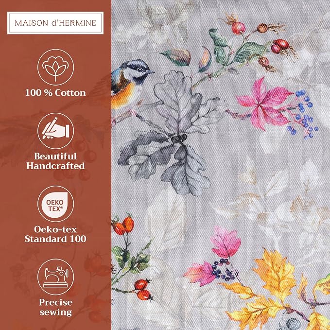 Maison d' Hermine Placemats Set of 4 Reusable 100% Cotton (13"x19") | Cloth Place Mats Washable Table Mats for Kitchen Dining Party Wedding Hotel Home Thanksgiving Christmas - Equinoxe - Grey