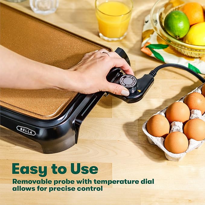 bella 10"x16" Ceramic Griddle, Copper/Black