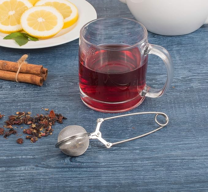 HIC Kitchen Snap Mesh Ball Tea Infusers, 18/8 Stainless Steel, For Loose Leaf Tea and Mulling Spices, Set of 2