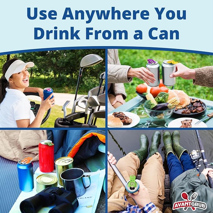 Complete Cover Easy Tab Opener New and Improved 36PK Beverage Barricade 2.0 by Avant Grub. Colorful Drink Can Protector Cap for Soda, Beer, Coke Shields From Bugs, Bees, Dust at the Party, BBQ, Beach