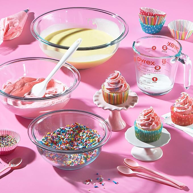 Pyrex Essentials (3-Piece) Glass Mixing Bowls Set for Prepping and Baking