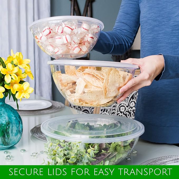 Disposable 96 Ounce Round Crystal Clear Plastic Pack of 4 Sets