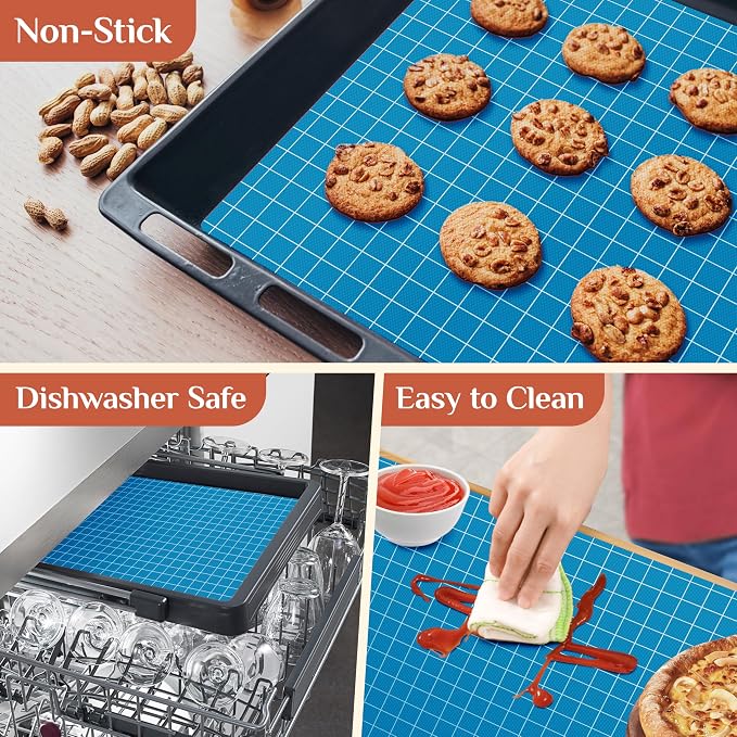GTJ Silicone Baking Mat Roll, Reusable Baking Sheet Liners, 16 in x 10 ft | Free Cut to Size, Food-Grade, Non-Stick, Non-Slip, For Dough, Pastry, Air Fryer, Freeze Dryer, Oven Pan, Kitchen Counter