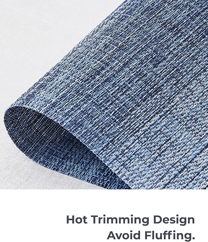 Leetaltree Gradient Blue Woven Placemats Set of 24 - Heat Resistant Non-Slip Place mats for Dining Table, Washable Durable PVC Vinyl Woven Table Mats(Gradient Blue, 24)