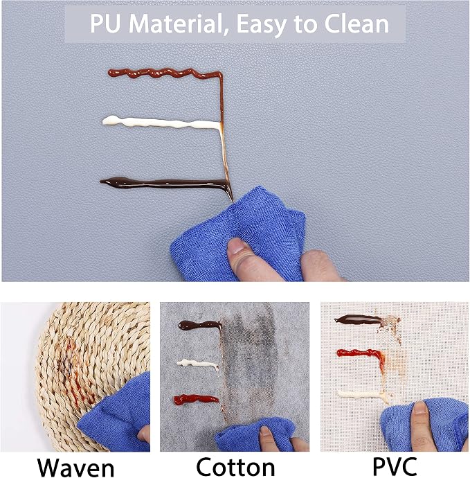 Wipeable Placemats Leather Table Mats Waterproof Heat-Resistant Easy to Clean for Dining Table Set Kitchen Table (2, Pale Blue)