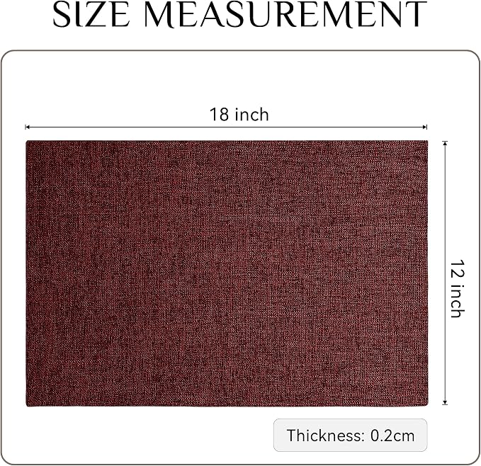 Softalker Faux Linen Placemats Set of 8-12 x 18 Inch, Heat Resistant Double Layered Durable Burlap Farmhouse Place Mats, Non-Slip Washable Rustic Table Mats for Dining, Kitchen, Party（Red