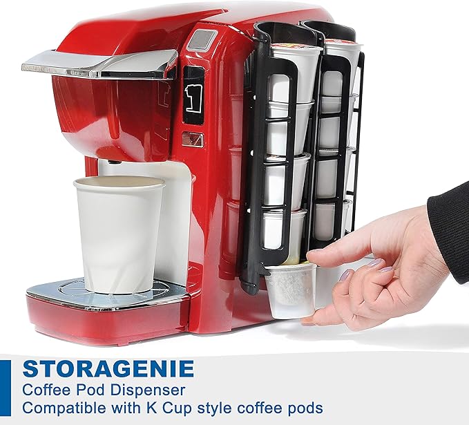 STORAGENIE Coffee Pod Holder for Keurig, Stores 15 Pods, Black | Compatible with K-Cups, Vertical storage saves counter space, Ideal for small kitchens, RVs and dorms