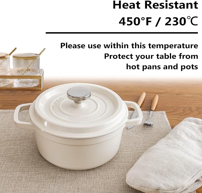 Home Brilliant Placemats Set of 4 Heat Resistant Dining Table Place Mats Plate Mat Cloth Placemats Kitchen Table Mats Indoor Outdoor Dinner, Light Linen