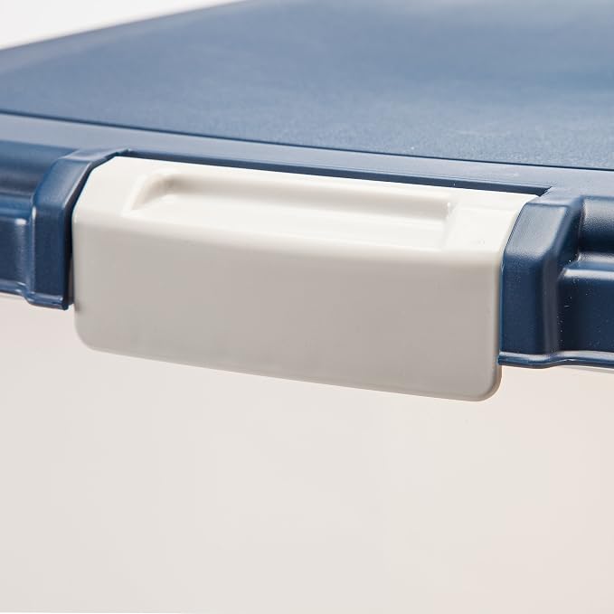 IRIS USA Dog Food Storage Container, Up to 54 lbs, Navy/Pearl, Made in USA | Wheels for Mobility, Airtight Seal, BPA-Free, Best for Bird Seed, Cat food, Cat Litter, Chicken Feed, Pellets