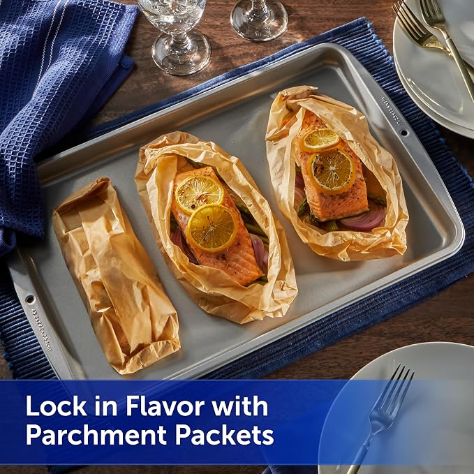 Reynolds Kitchens Unbleached Parchment Paper Roll, 45sq ft | Chlorine-Free, Nonstick Baking Parchment Paper, Microwave and Oven Safe To 425F, Fits Standard Baking Sheets, 12 in x 45 ft