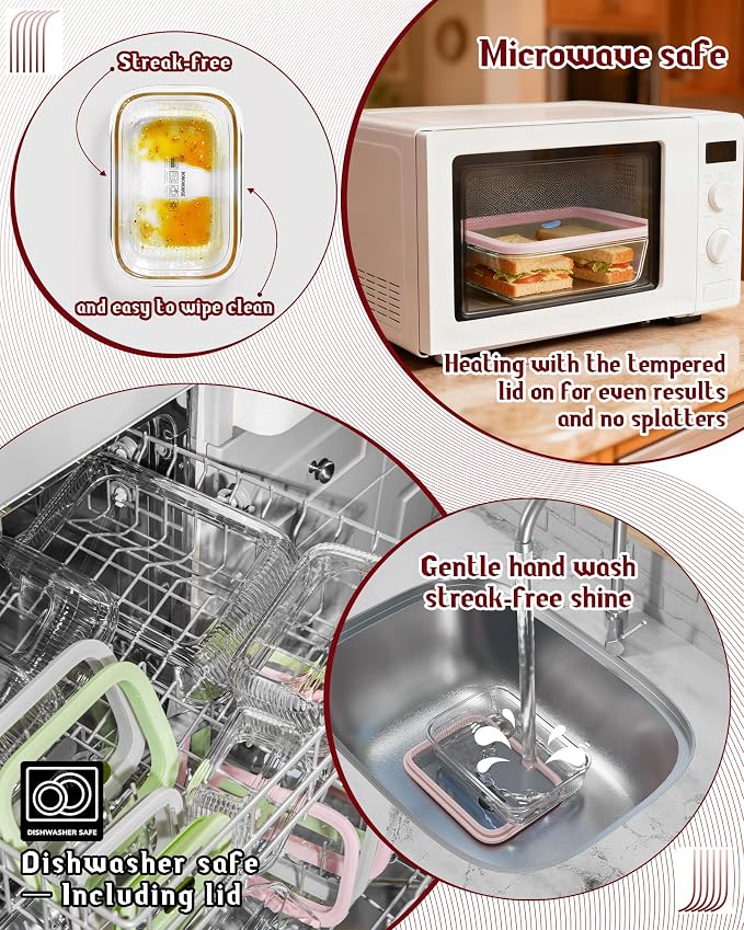 2-Pack 74oz(9.3 Cup) Baking & Meal Prep Containers, Borosilicate Glass with Tempered Lids & Steam Valve, Oven-Safe Airtight Food Storage Container Set, Gift Ready Luxury Packaging