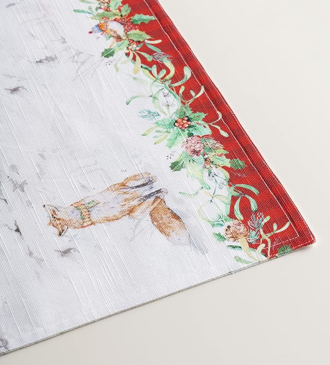 Maison d' Hermine Placemats Set of 4 Reusable 100% Cotton (13"x19") | Cloth Place Mats Washable Table Mats for Kitchen Dining Party Wedding Hotel Home Thanksgiving Christmas - Christmas Tradition