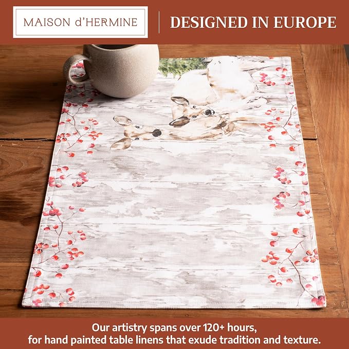 Maison d' Hermine Placemats Set of 4 Reusable 100% Cotton (13"x19") | Cloth Place Mats Washable Table Mats for Kitchen Dining Party Wedding Hotel Home Thanksgiving Christmas - Mountain Life
