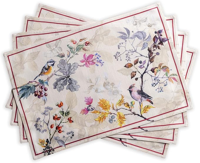 Maison d' Hermine Placemats Set of 4 Reusable 100% Cotton (13"x19") | Cloth Place Mats Washable Table Mats for Kitchen Dining Party Wedding Hotel Home Thanksgiving Christmas - Equinoxe - Beige