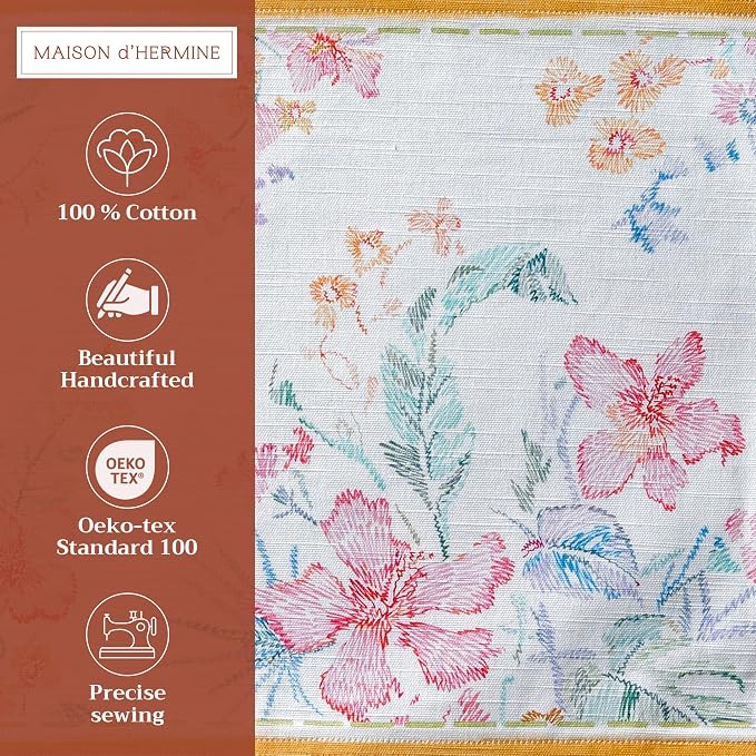 Maison d' Hermine Placemats Set of 4 Reusable 100% Cotton (13"x19") | Cloth Place Mats Washable Table Mats for Kitchen Dining Party Wedding Hotel Home Restaurant Spring Summer - Paradise Island