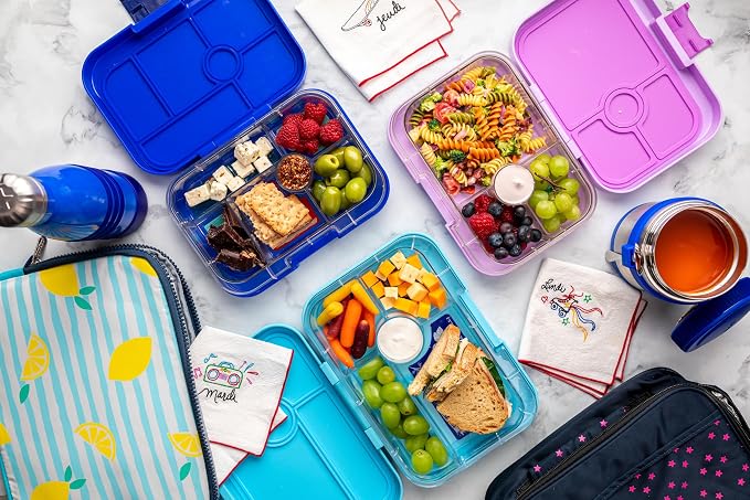 Yumbox Panino Leakproof Bento Lunch Box - Lavande Purple Unicorn | Sandwich-Friendly, 3 Compartments + Dip, Lightweight, Easy-Open Latch, Kid-Friendly Design
