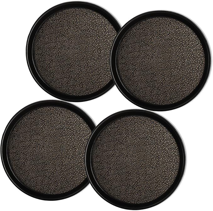 Frcctre 4 Pack 12 Inch Plastic Serving Tray, Round Non-Slip Restaurant Serving Trays Cafeteria Food Service Tray for Home, Party, Events