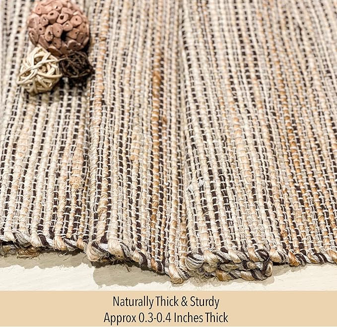 Natural Jute Table Runner 13x72 Inch – Vintage Boho Rustic Table Decor – Handwoven Table Runner in Natural Jute and Brown – Farmhouse Dining or Console Table Accent