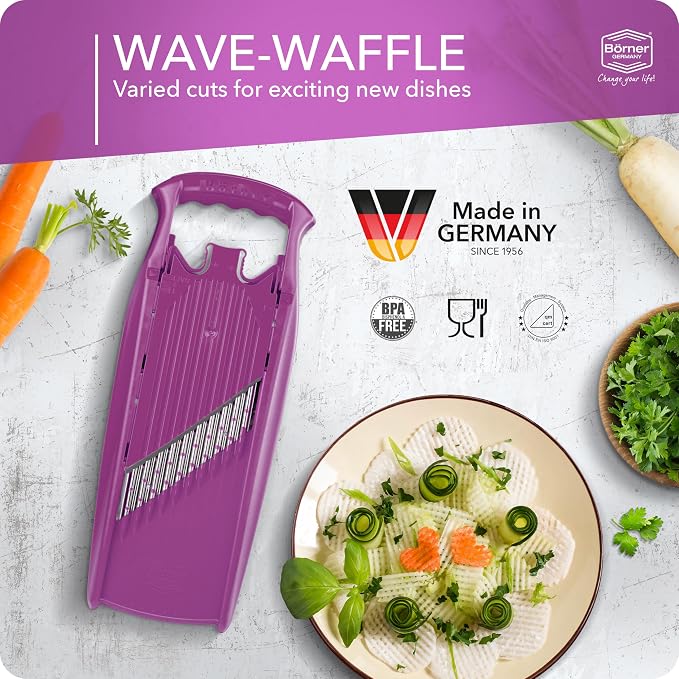 BORNER Wave waffle PowerLine | Vegetable Grater Börner - Quality Made in Germany, Color:Violett