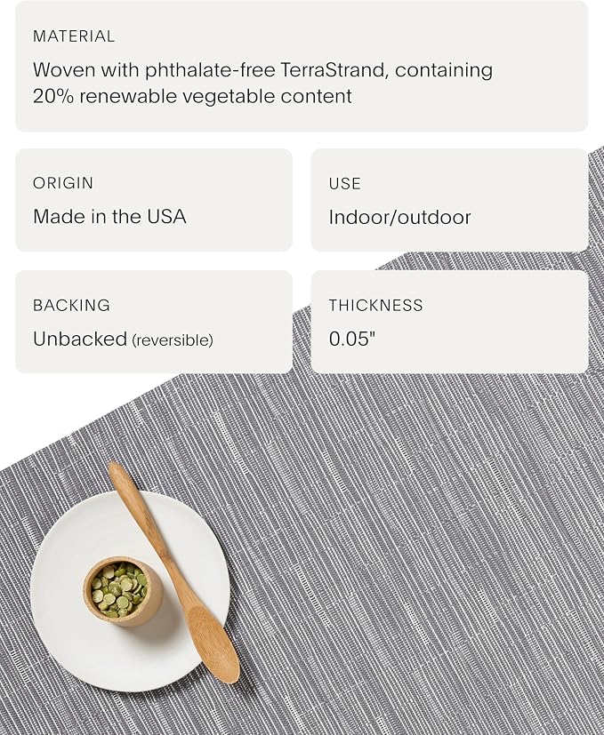 Chilewich Bamboo Placemats Set of 4, Woven Rectangle Placemats | Reusable, Stain-Resistant, Indoor/Outdoor Tabletop Protection, 19" x 14", Fog