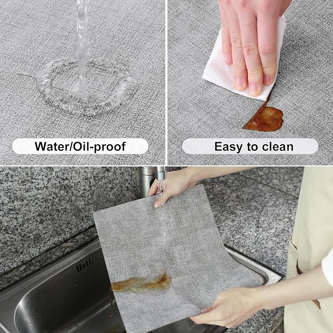 Homaxy PU Faux Leather Placemats for Dining Table, Set of 6, Light Grey | Waterproof Wipeable Washable Table Mats, Easy to Clean Anti-Slip Place Mats, 11.8" x 17"