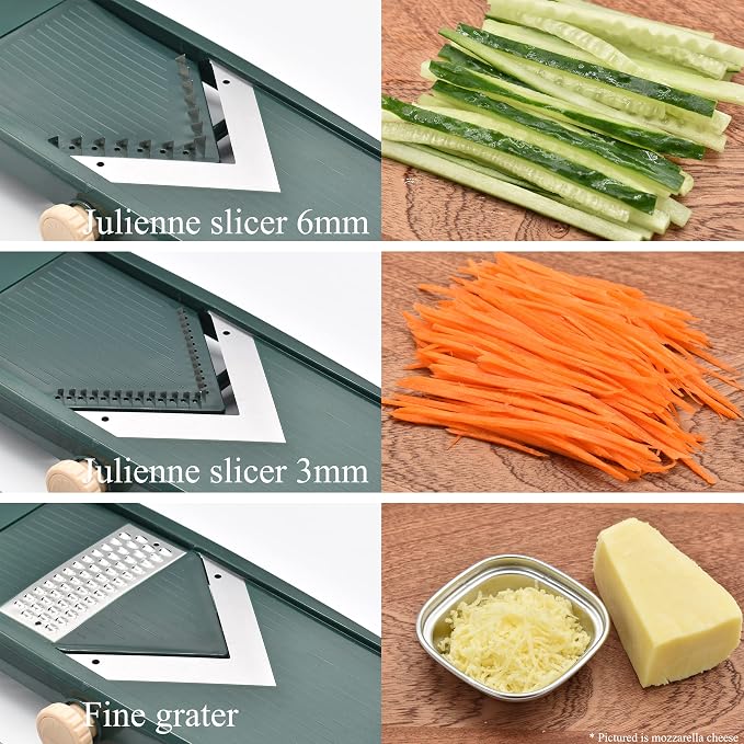 NACOLUS Adjustable Mandoline Slicer for Kitchen - Ultra Sharp V-Blade with Container, Julienning Slicer for Potatoes, Apples, Onions, Tomatoes