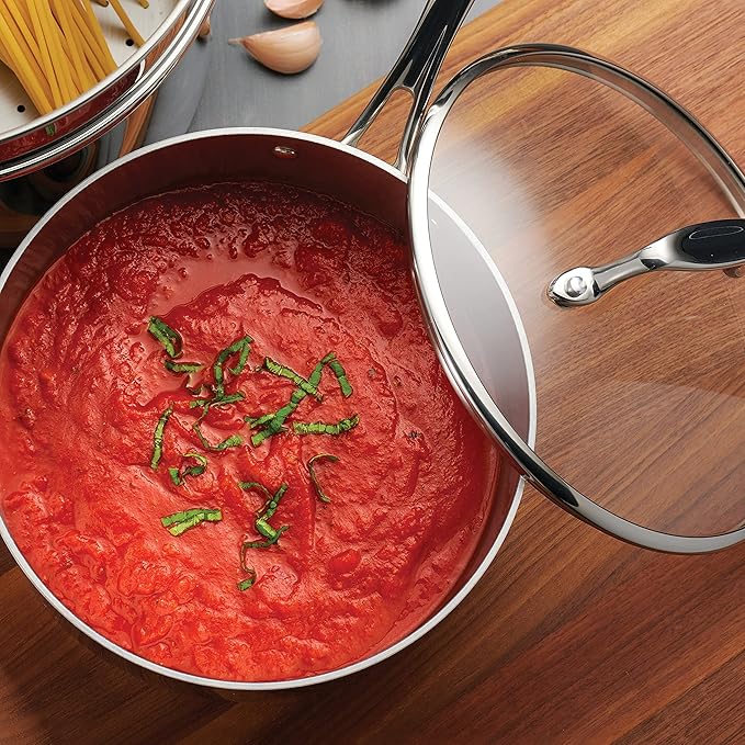 Tramontina Boston Tri-Ply Clad Stainless Steel 8-Pc Pots and Pans Set | Cookware Kitchen Set with Glass Lids, Induction-Ready, Dishwasher-Safe, NSF-Certified
