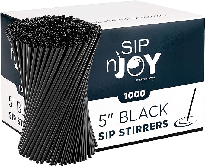 Coffee Stirrers Sticks, Disposable Plastic Drink Stirrer Sticks, 1000 Stirrers, Use It As A Coffee Straws Or A Cocktail Mixers (Black, 5-Inch (Pack of 1)