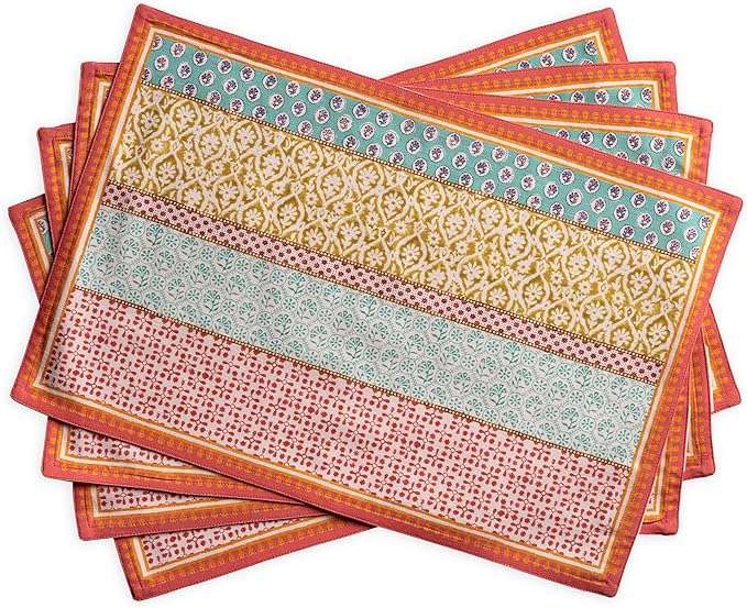 Maison d' Hermine Placemats Set of 4 Reusable 100% Cotton (13"x19") | Cloth Place Mats Washable Table Mats for Kitchen Dining Party Wedding Hotel Home Restaurant Spring Summer - Provence