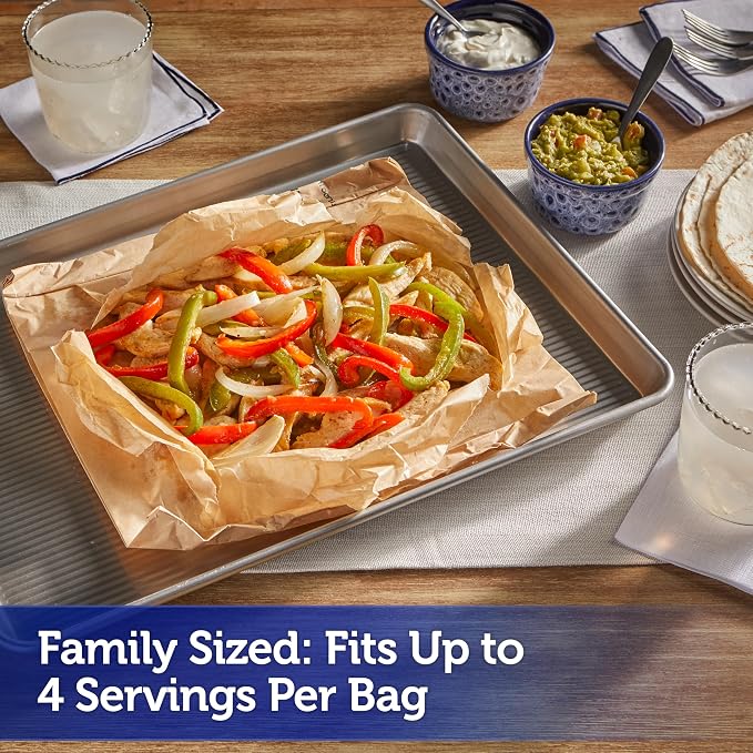 Reynolds Kitchens Parchment Cooking Bags, Family Size, 5ct | Fits Up to 4 Servings Per Bag, Nonstick, Microwave and Oven Safe To 425F, No-Mess Cleanup, Easily Make Quick Family Meals