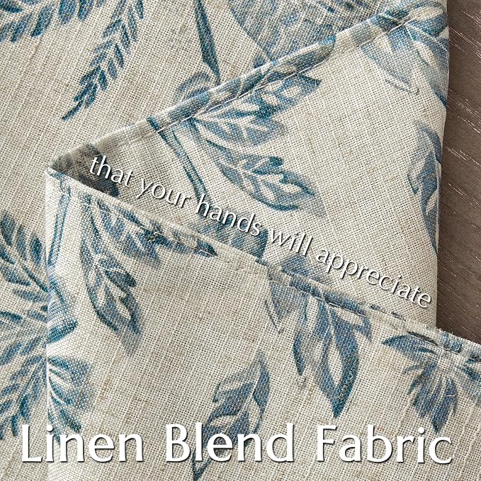 JINCHAN Sliva Linen Floral Placemats Set of 4 Farmhouse 13x19 Inch Blue | Fabric Placemats, Cottage Style, Painterly Floral Pattern, Machine Washable, Easy to Store, Reusable