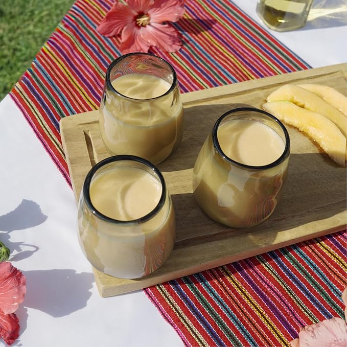 Organic Smoke Hand Blown Stemless Wine Glasses - 100% Recycled Mexican Glassware - Artisan Crafted Drinking Glasses for Cocktails, Tequila, or Water - Set of 6 (16 oz)