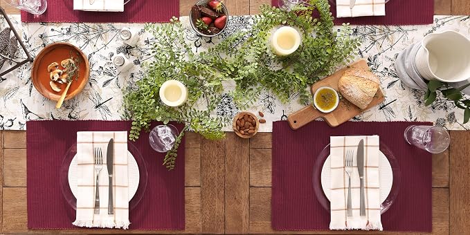 DII Basic Everyday Ribbed Tabletop 100% Cotton, Placemat Set, 13x19, Barn Red, 6 Piece