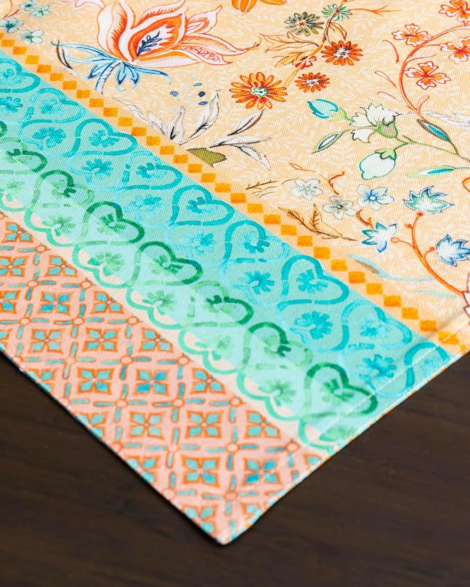 Maison d' Hermine Placemats Set of 4 Reusable 100% Cotton (13"x19") | Cloth Place Mats Washable Table Mats for Kitchen Dining Party Wedding Home Restaurant Spring Summer - Luxury Loft - Peach