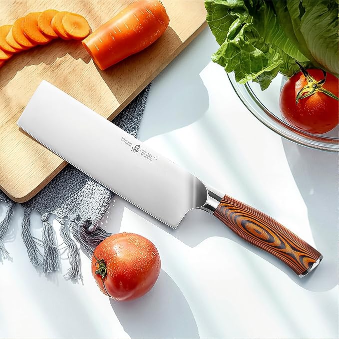 TUO Nakiri Knife 6.5" Japanese Vegetable Cleaver, Chef Knife for Kitchen Vegetable Chopping, German High Carbon Stainless Steel, Ergo Pakkawood Handle