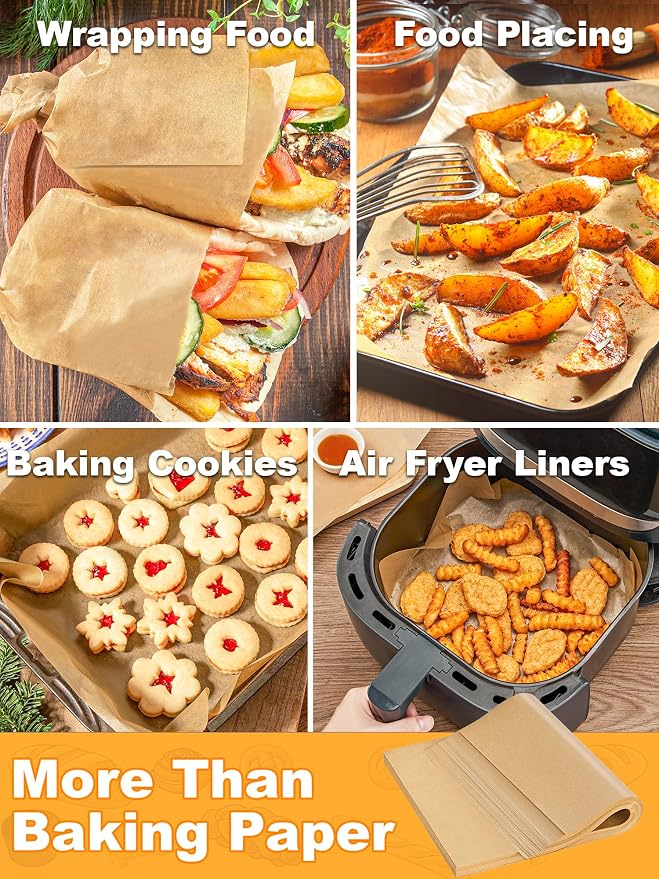 SMARTAKE 200 Pcs Parchment Paper Baking Sheets, 16x24 Inches, Non-Stick | Unbleached Pre-Cut Greaseproof Baking Parchment, Oven Safe up to 450°F, for Grilling Frying Steaming Bread Cup Cake Cookies